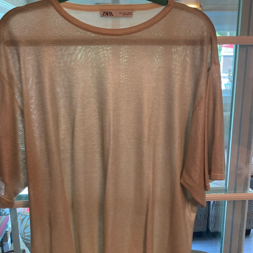 Shirt/Sweater, ZARA lovely gold fleck, crew neck/light weight.